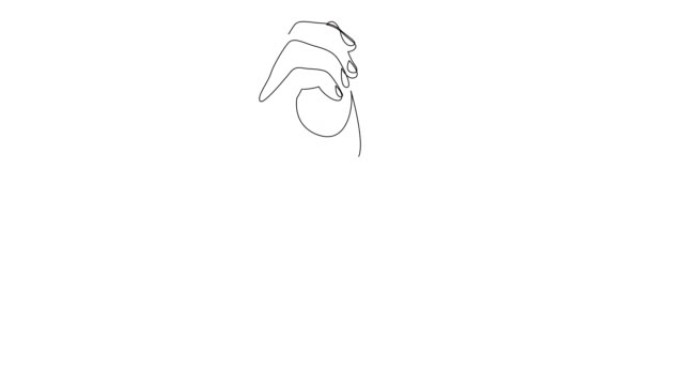 女性双手涂抹奶油的自画动画。连续一张线条图。
