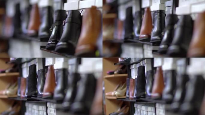 鞋店里有高跟鞋的女鞋搁架单元