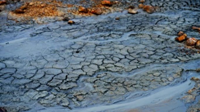 冰岛Myvatn破裂土壤的特写镜头