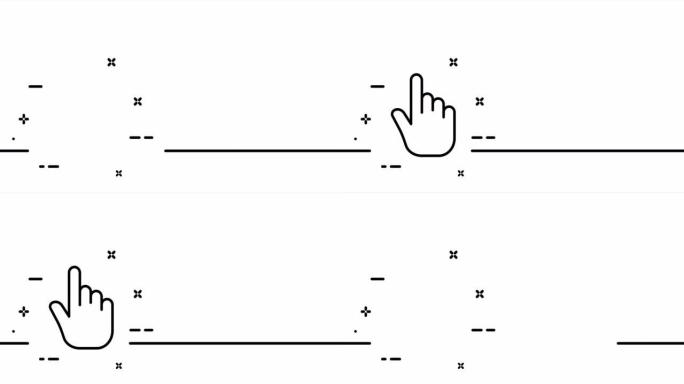 食指。食指，高举，向上，末端，欢迎，敬礼，高举，挥手。聋人概念的手势。单线画动画。运动设计。动画技术