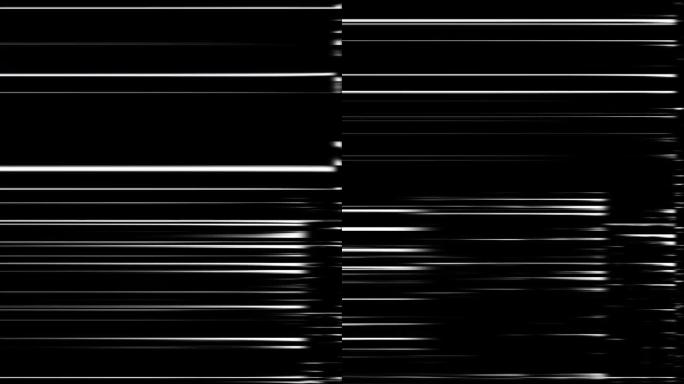 黑色背景模拟数字动画，白色水平能量条纹屏幕