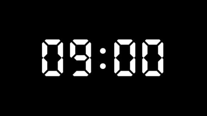 15秒的简单倒数计时器 (黑色背景上的白色字母)