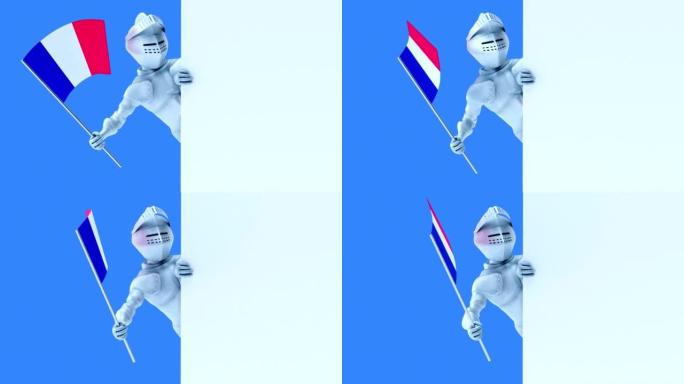 法国国旗趣味3D卡通骑士 (含阿尔法频道)