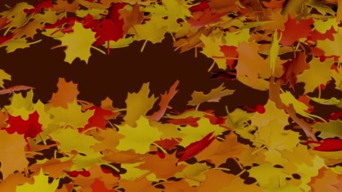透明背景上的秋天落叶。吹风飞叶慢动作3D渲染视频