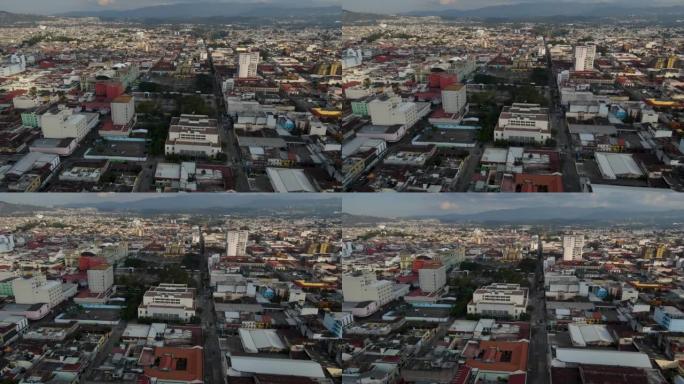危地马拉城美丽的鸟瞰图-危地马拉圣地亚哥大都会大教堂，危地马拉的宪法广场