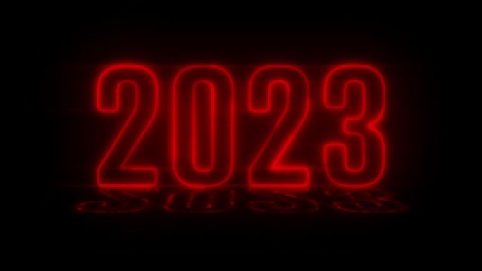 4k 2023新年与红色霓虹灯文本