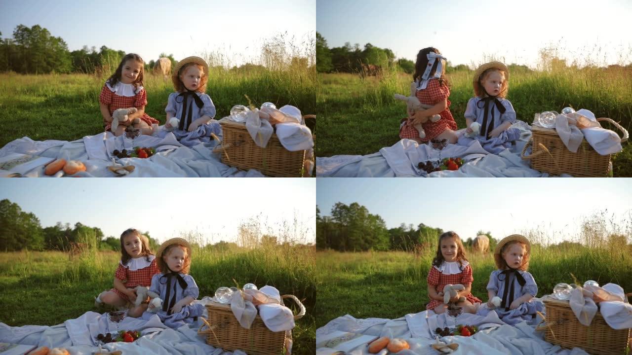 野餐时两个红发姐妹