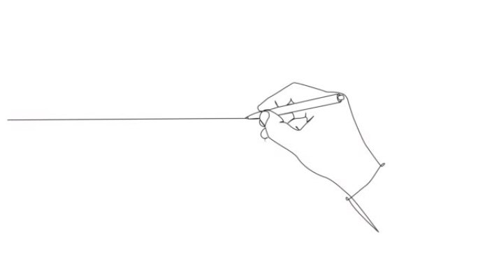 手握笔的动画连续单线图