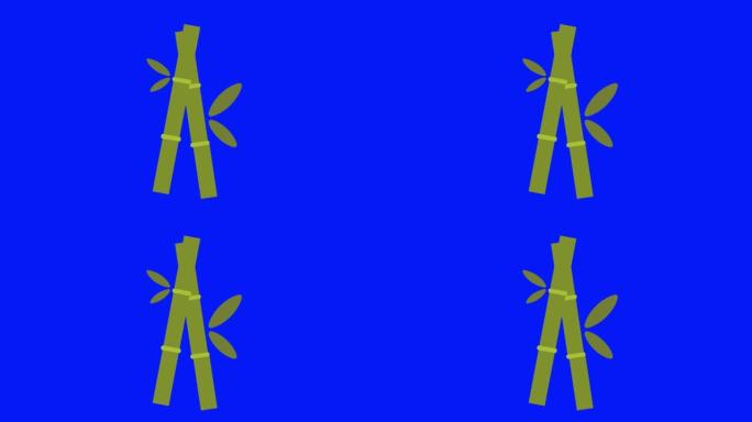 蓝屏上的竹树图标动画