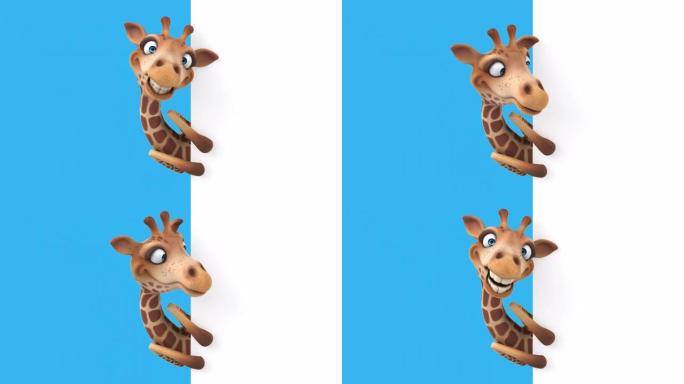带空白标志的有趣3D卡通长颈鹿 (包括阿尔法)