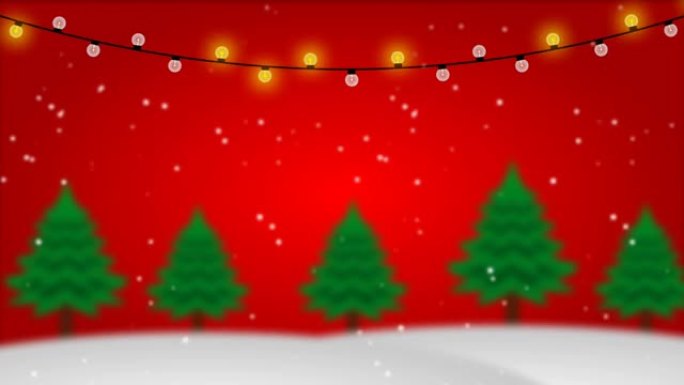 圣诞庆典背景和红色背景和雪雨的文字空间。新年和圣诞节庆祝活动的概念。