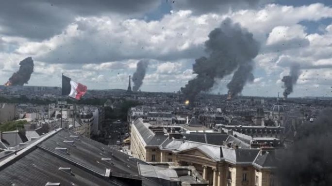 巴黎遭受了空中浓烟和碎片的袭击