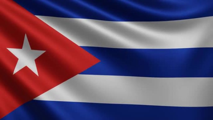古巴国旗在风中特写，古巴国旗在3d中飘扬，4k分辨率