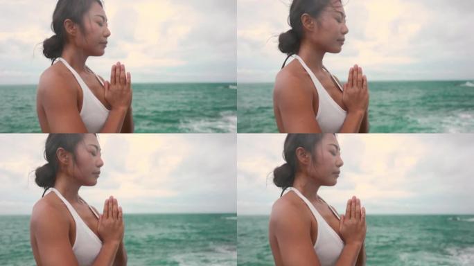 亚洲女性通过瑜伽改善身体，态度和精神的平衡