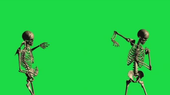 骨架卡口钻的垂直视频3d动画-在绿色屏幕上分开。