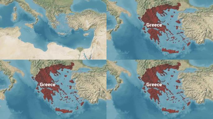 希腊用文字放大世界地图