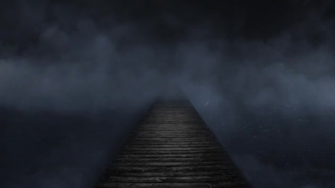 在雾蒙蒙的黑暗4k背景中无处可去的桥梁