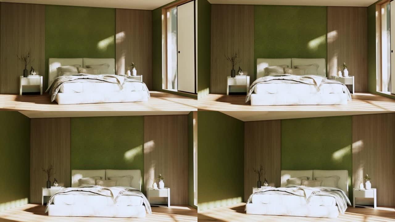 现代卧室 -- 日本风格。3d渲染