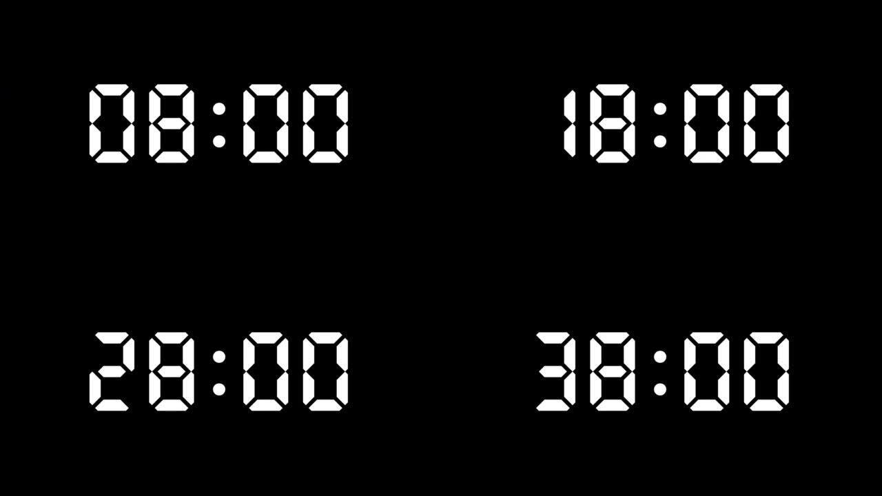 45秒的简单计数计时器 (黑色背景上的白色字母)