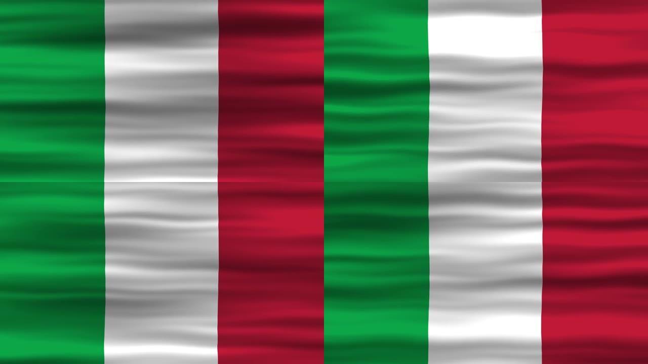 无缝循环动画的意大利国旗，旗帜在风中飘扬，完美的独立日或其他节日的视频