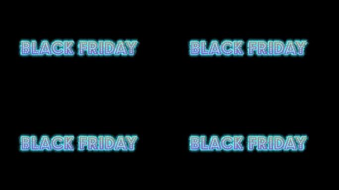 黑色背景上的黑色星期五4k霓虹灯动画。