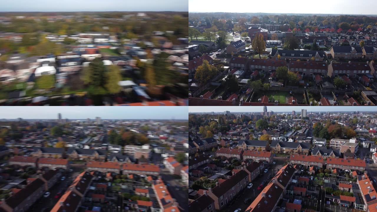 无人机捕捉城市景观并突然失去信号，试图搬迁的镜头