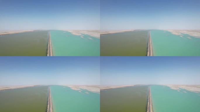 中国青海省西泰金纳尔盐湖的空中缩小视图