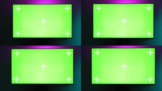 绿屏复合平板电视。绿色模拟显示电视。