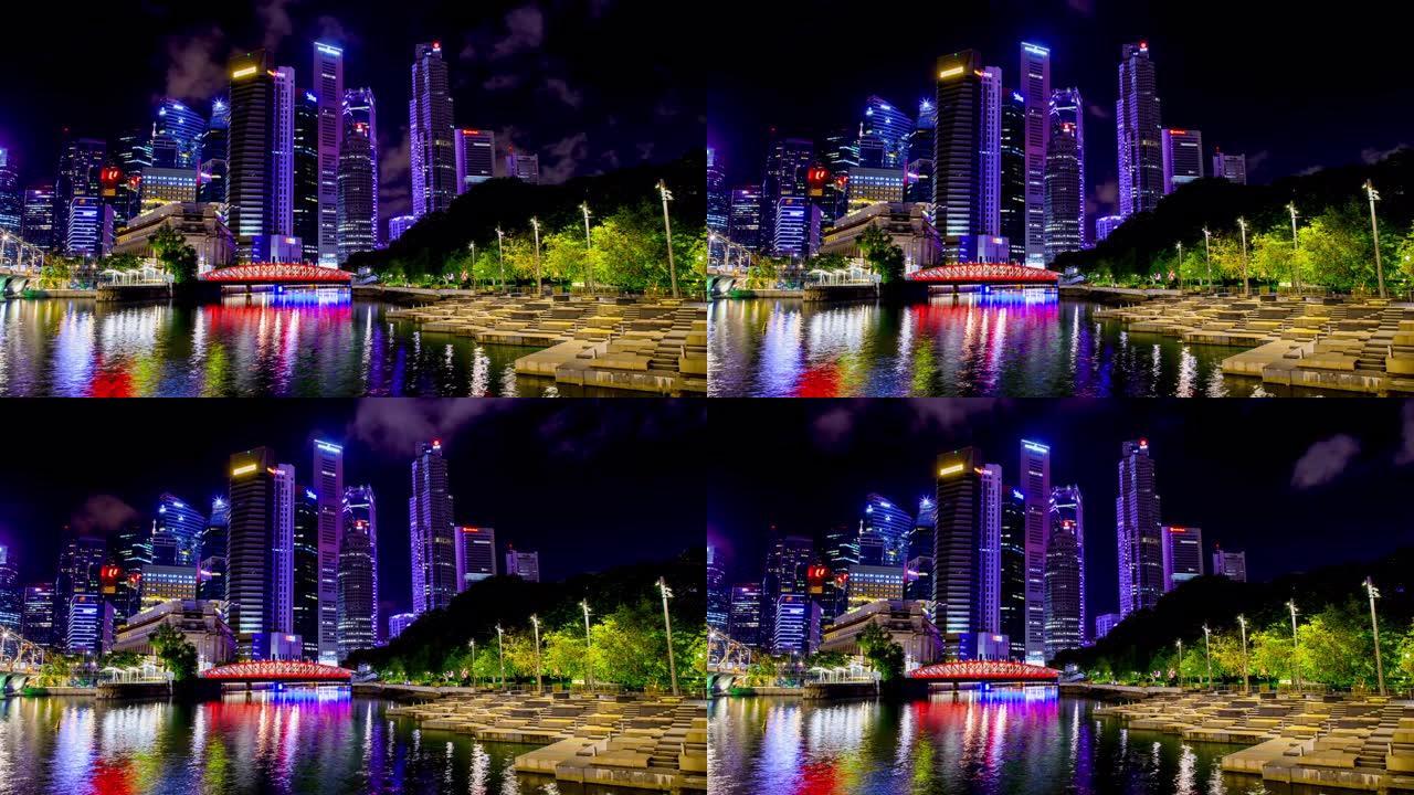 新加坡天际线延时外国夜景