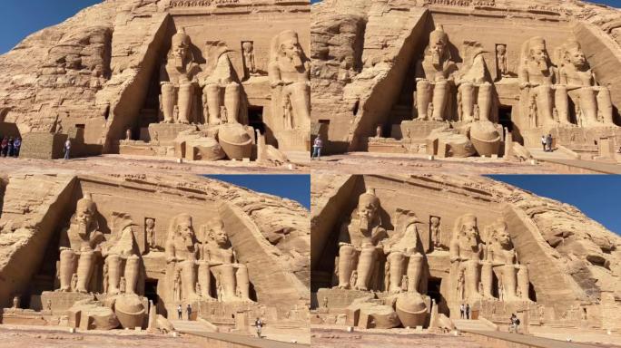 阿布辛贝尔 (Abu Simbel)，努比亚的一块岩石，两座古埃及神庙，拉美西斯二世时代