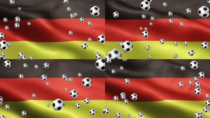 德国国旗与足球或足球主题可循环背景股票视频