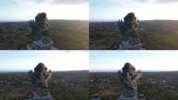印度尼西亚巴厘岛乌卢瓦图加鲁达维斯努·维斯努雕像的4k无人机拍摄