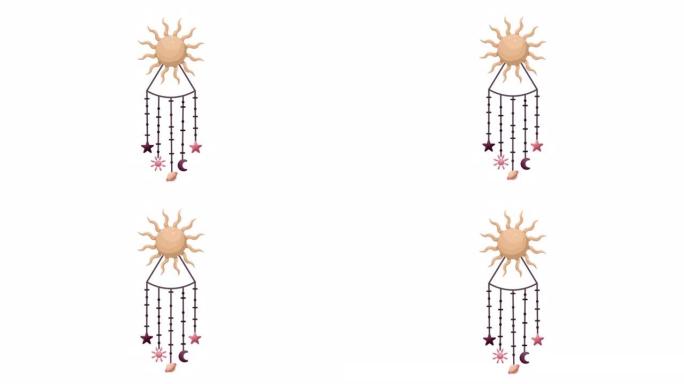 占星术插图的动画。神秘的。