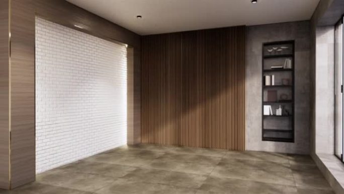 建筑和室内概念空房间和花岗岩墙和混凝土墙背景3D插图渲染