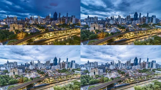 季风季节吉隆坡城市景观的延时4k UHD镜头