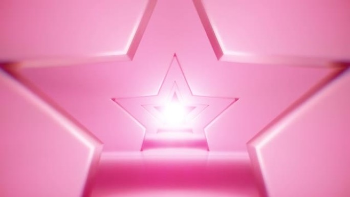 在柔和的粉色星形未来隧道4K (无缝循环) 中向前飞行