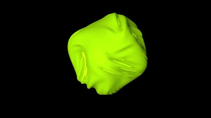 纺织布料的3D动画，绿色霓虹灯球。