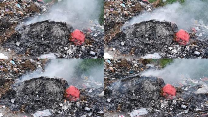 燃烧垃圾填埋场污染环境。风将燃烧垃圾产生的有毒烟雾带入空中。