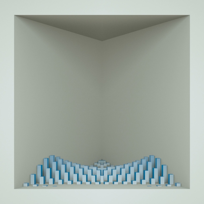 【裸眼3D】白蓝立体线条矩阵方形艺术空间
