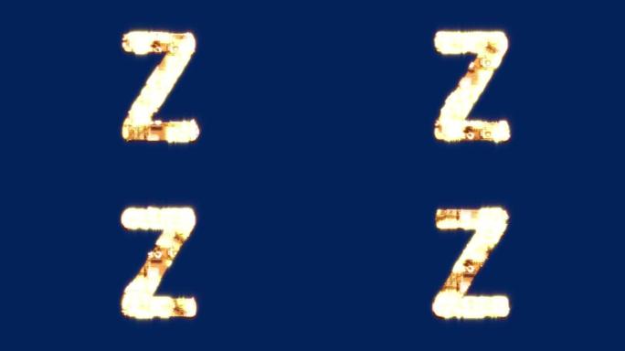 字母Z-照明未来主义控制论黄金黄色字母，孤立循环视频