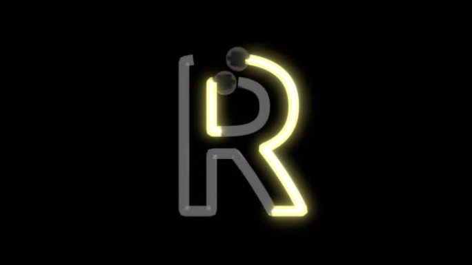 黄色霓虹灯主题字体字母R