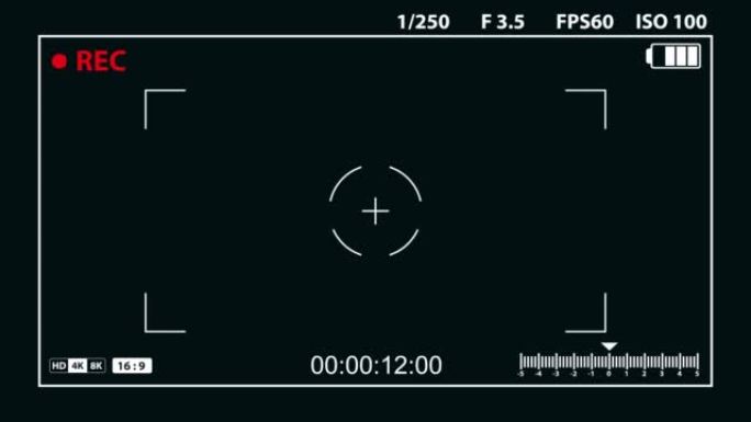 界面取景器数码照片摄像机类型4。带ui元素快照模式时间指示器的宽屏。凸轮取景器屏幕。聚焦屏幕。