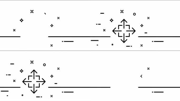放大和缩小箭头。按钮，视图，全屏，播放器，窗口控制面板，比例。技术概念。一个线条画动画。运动设计。动