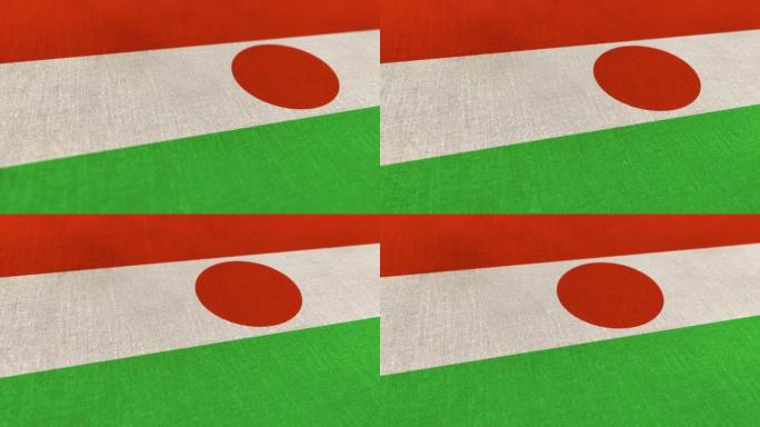 尼日尔国旗动画库存视频-尼日尔国旗纹理3d渲染背景-高度详细的织物图案