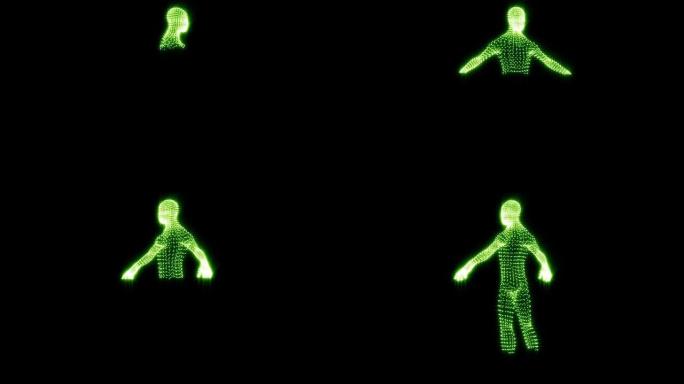 节目的3D点动画。圆点人3D动画。