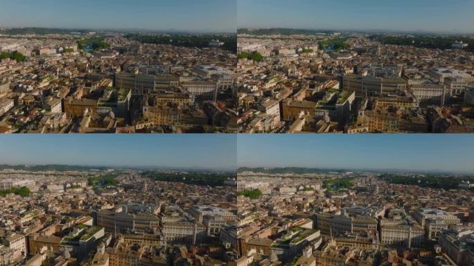 历史悠久的市中心建筑物鸟瞰图。蒙提托里奥宫是意大利议会下院的席位。罗马,意大利