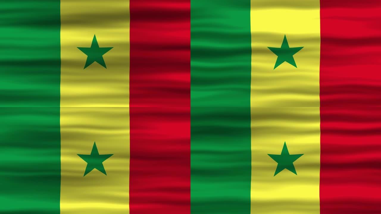 无缝循环动画的塞内加尔国旗，旗帜在风中飘扬，完美的独立日或其他节日的视频