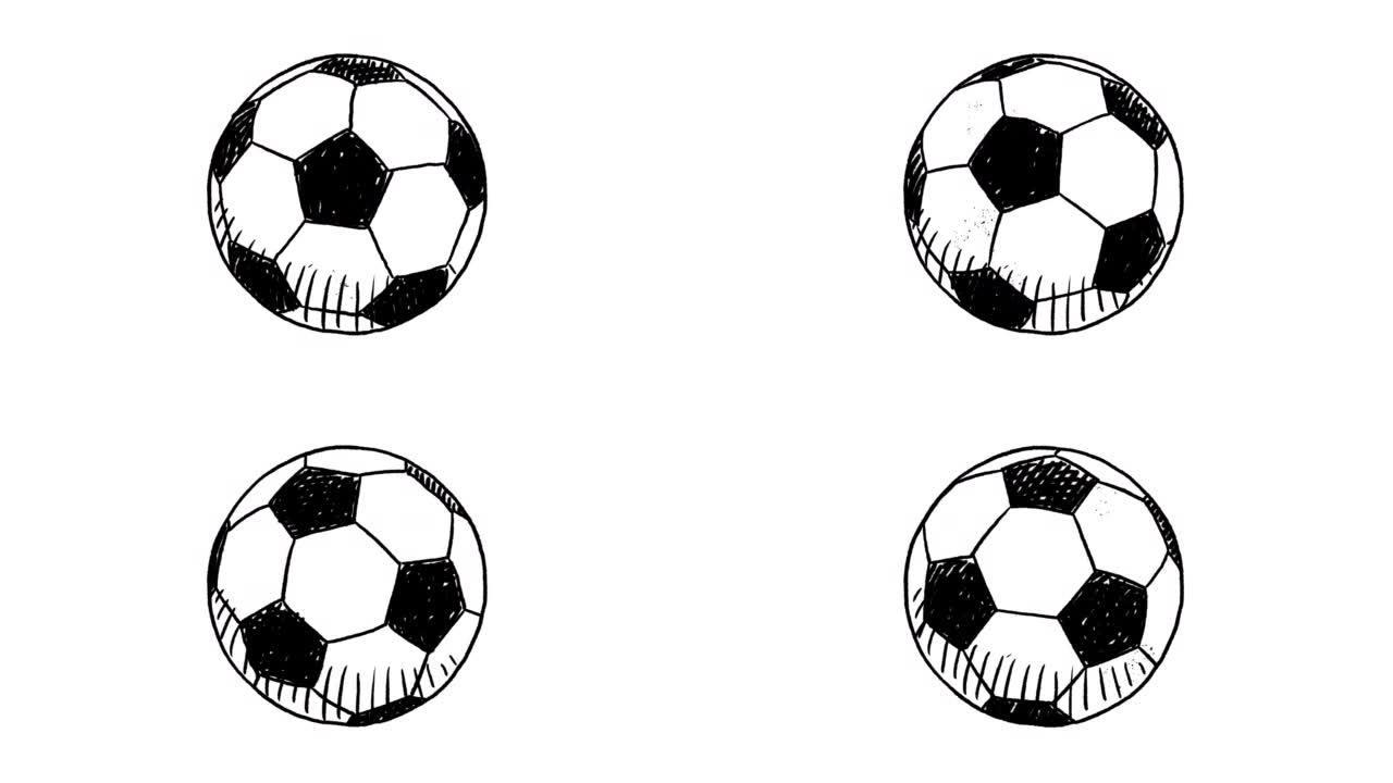 旋转足球的手绘循环动画
