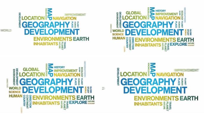 地理开发动画标签词云，文本动画无缝循环。