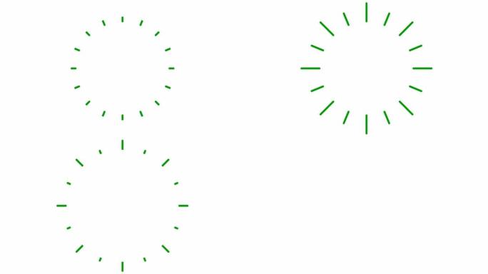 射线的动画线性绿色符号。循环视频。孤立在白色背景上的平面矢量插图。